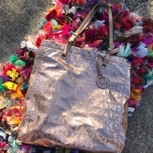 Michael Kors rose gold metallic tote